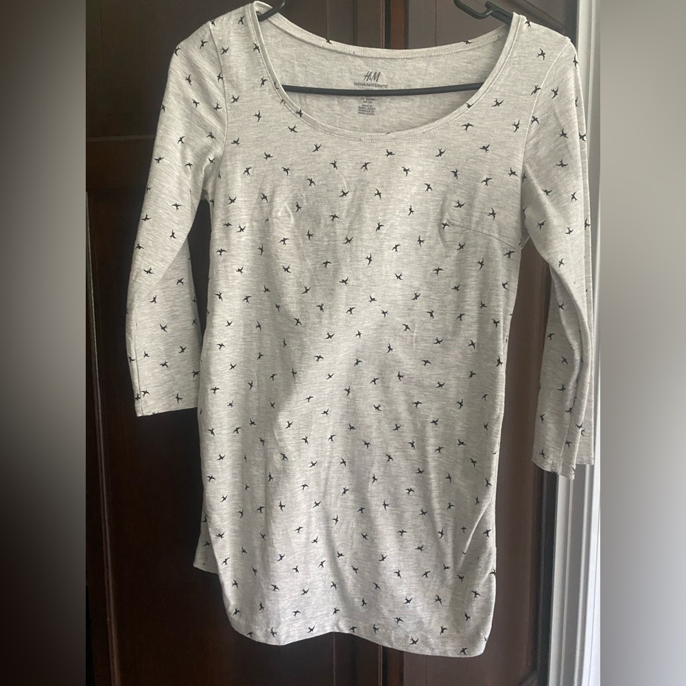 Maternity Shirt with  Bird Pattern